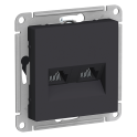 Розетка компьютерная 2xRJ45 Cat.5, карбон Systeme Electric ATN001085