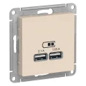 ATLASDESIGN USB РОЗЕТКА A+A, 5В/2,1 А, 2х5В/1,05 А, механизм, БЕЖЕВЫЙ Systeme Electric ATN000233