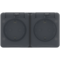 AtlasDesign PROFI IP54 О/У РОЗЕТКА двойная с з/к со шторками 16А, АНТРАЦИТ ATN54402 Systeme Electric