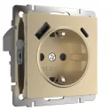 Розетка с заземлением, шторками и USB тип A+C (шампань рифленый) W1171710 Werkel a056276
