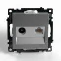 Розетка TV + компьютерная RJ-45 (механизм), серия Катрин, серебро, GLS00-7106-03 STEKKER 49183