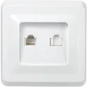 VEGA Розетка 2-местная RJ11/RJ45 РК/Т12-ВБ белый GENERICA IEK EIV20-K01-DM