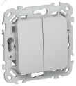 FLITE Выключатель 2-клавишный кнопочный 10А ВС12-2-0-ФлА алюминий IEK FI-V24-0-10-1-K47