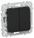 FLITE Выключатель 2-клавишный кнопочный 10А ВС12-2-0-ФлЧ черный IEK FI-V24-0-10-1-K02