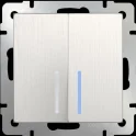 Выключатель двухклавишный с подсветкой (перламутровый рифленый) W1120113 Werkel a051186