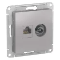 ALASDESIGN РОЗЕТКА двойная ТВ + компьютерная RJ45, кат. 5Е, АЛЮМИНИЙ Systeme Electric ATN000389