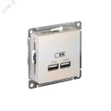 Розетка ATLASDESIGN USB 5В 1 порт x 2,1 А 2 порта х 1,05 А механизм жемчуг ATN00043 Systeme Electric