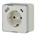 Розетка с заземлением, шторками и USB тип A+C Gallant (слоновая кость) W5071703 Werkel a057699