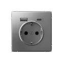 ARTGALLERY РОЗЕТКА 16А с 2 USB A+C, 5В/2,4А/3,0А, 2х5В/1,5А, механизм, СТАЛЬ GAL000 Systeme Electric