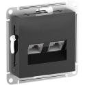 Розетка компьютерная 2xRJ45 Cat.6, скрытый монтаж, карбон Systeme Electric ATN001088