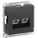 Розетка компьютерная 2xRJ45 Cat.6, скрытый монтаж, карбон Systeme Electric ATN001088