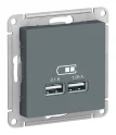 ATLASDESIGN USB РОЗЕТКА A+A, 5В/2,1 А, 2х5В/1,05 А, механизм, ГРИФЕЛЬ Systeme Electric ATN000733