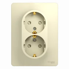 GLOSSA РОЗЕТКА двойная с заземлением со шторками, 16А, в сборе, БЕЖЕВЫЙ Systeme Electric GSL000226