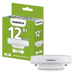 Лампа LED T80 таблетка 12Вт 230В 4000К GX53 GENERICA LL-T80-12-230-40-GX53-G