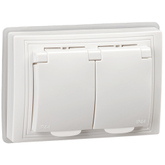 KVARTA Роз. 2-мест. з/к/ш/кр 16А IP44 РСбш12-3-КБ-44 бел IEK KV-R26-16-44-K01