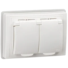 KVARTA Роз. 2-мест. з/к/ш/кр 16А IP44 РСбш12-3-КБ-44 бел IEK KV-R26-16-44-K01