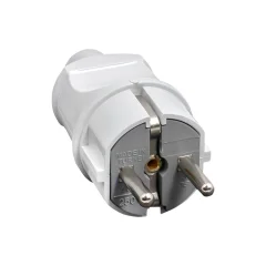 Вилка прямая усиленная с заземлением белая 16А 250В Proxima EKF AVP16-10-r