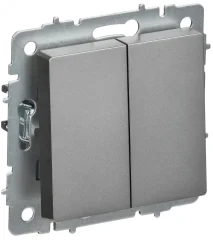 BRITE Выключатель 2-клавишный перекрестный 10А ВС10-2-3-БрС сталь IEK BR-V23-0-10-K46