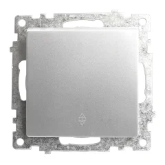 Переключатель 1-клавишный (механизм), 250В, 10А, серия Катрин, серебро, GLS10-7105-03 STEKKER 39576