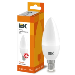 Лампа LED C35 свеча 5Вт 230В 3000К E14 IEK LLE-C35-5-230-30-E14