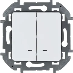 Выключатель двухклавишный с подсветкой/индикацией - Inspiria - 10А 250В безвинтовые зажимы - Legrand
