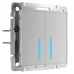 Сенсорный выключатель двухклавишный с функцией Wi-Fi серебряный W4520606 Werkel a048324
