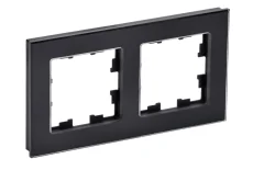 BRITE Рамка 2 -местная РУ-2-2-БрЧ стекло черный IEK BR-M22-G-K02