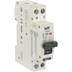 ARMAT АВДТ B06S 1P+NP C10 30мА тип A (18мм) IEK AR-B06S-1N-C10A030