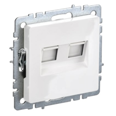 BRITE Роз. двойная RJ11+RJ45 кат.5E РК/Т12-БрБ бел. IEK BR-KT20-O-1-K01