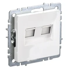 BRITE Роз. двойная RJ11+RJ45 кат.5E РК/Т12-БрБ бел. IEK BR-KT20-O-1-K01