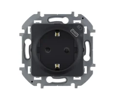 Розетка 2К+З немецкий стандарт 16А 250В со встроенным зарядным устройством USB C 1.5А 5В - INSPIRIA 