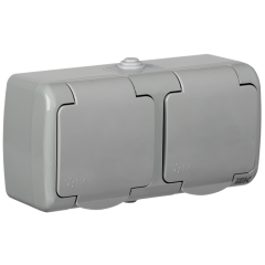 AQUATIC Розетка 2-местная с заземлением и крышкой для открытой установки 16А IP54 РСш22-2-А ERA2 IEK