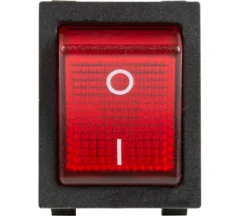 Выключатель клавишный 250V 30А (4с) ON-OFF красный с подсветкой REXANT (10/10/500) Rexant 36-2346