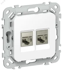 FLITE Розетка 2-местная компьютерная RJ45 категория 5Е STP РК5е-2-1-ФлБ белый IEK FI-K21-1-K01