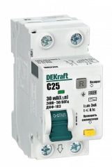 АВДТ 1Р+N 25А 30мА тип AC х-ка C ДИФ-103 4.5кА нов. DEKraft 16054DEK