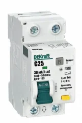 АВДТ 1Р+N 25А 30мА тип AC х-ка C ДИФ-103 4.5кА нов. DEKraft 16054DEK