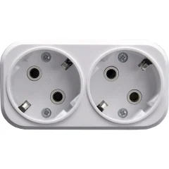 Разветвитель сетевой 2-местный с/з, ADP16-22-20, белый STEKKER 39023