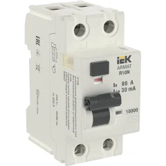 ARMAT ВДТ R10N 2P 80А 30мА тип AC IEK AR-R10N-2-080C030