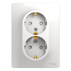 GLOSSA РОЗЕТКА двойная с заземлением со шторками, 16А, в сборе, БЕЛЫЙ Systeme Electric GSL000126