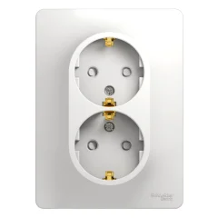 GLOSSA РОЗЕТКА двойная с заземлением со шторками, 16А, в сборе, БЕЛЫЙ Systeme Electric GSL000126