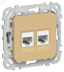 FLITE Розетка 2-местная компьютерная RJ45 категория 6 UTP РК6-2-0-ФлШм шамуа IEK FI-K22-2-K89