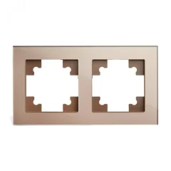 Рамка 2-местная, стекло, серия Катрин, GFR00-7002-02, шампань STEKKER 39528