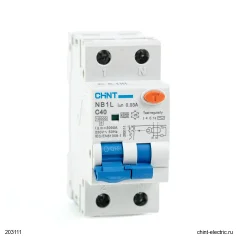 Диф. автомат NB1L 1P+N C40 30мА тип AC 10кА (36mm) (R) CHINT 203111