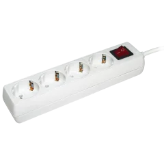 Удлинитель У04К-выкл. 4 места 2P+PE/5метров 3х1мм2 16А/250 IEK WYP10-16-04-05-ZK-N