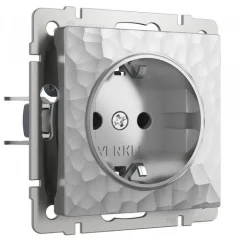 Розетка с заземлением (серебряный) Hammer W1271006 Werkel a052073