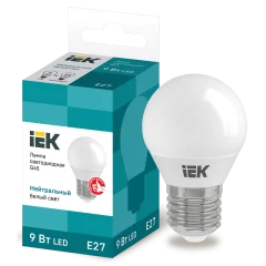 Лампа LED G45 шар 9Вт 230В 4000К E27 IEK LLE-G45-9-230-40-E27