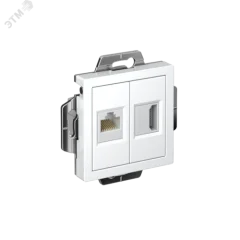 Розетка HDMI+RJ45 ATLASDESIGN, скрытый монтаж, белый, Systeme Electric ATN000182