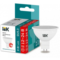 Лампа LED MR16 софит 8Вт 12-24В 4000К GU5,3 IEK LLE-MR16-08-12-24-40-GU5