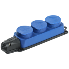 РБ33-1-0м Розетка трехместная ОМЕГА IP44 синяя IEK PKR61-016-2-K07