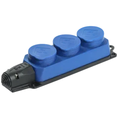 РБ33-1-0м Розетка трехместная ОМЕГА IP44 синяя IEK PKR61-016-2-K07